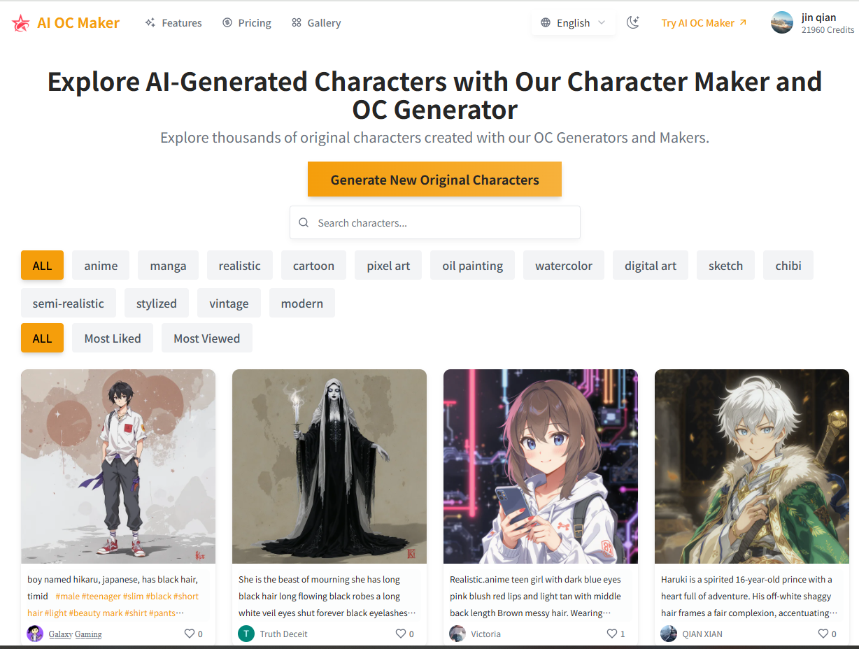 AI OC Maker oc image gallery