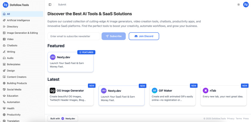 Dofollow.Tools Landing Page