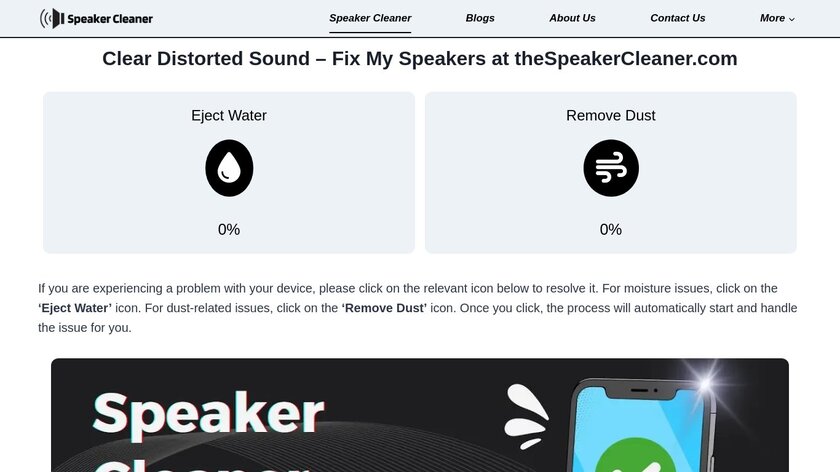 The Speaker Cleaner Landing Page