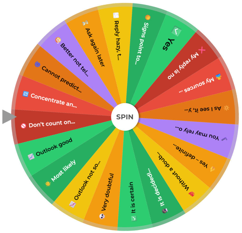 Random Wheel Spin Magic 8 Ball Wheel