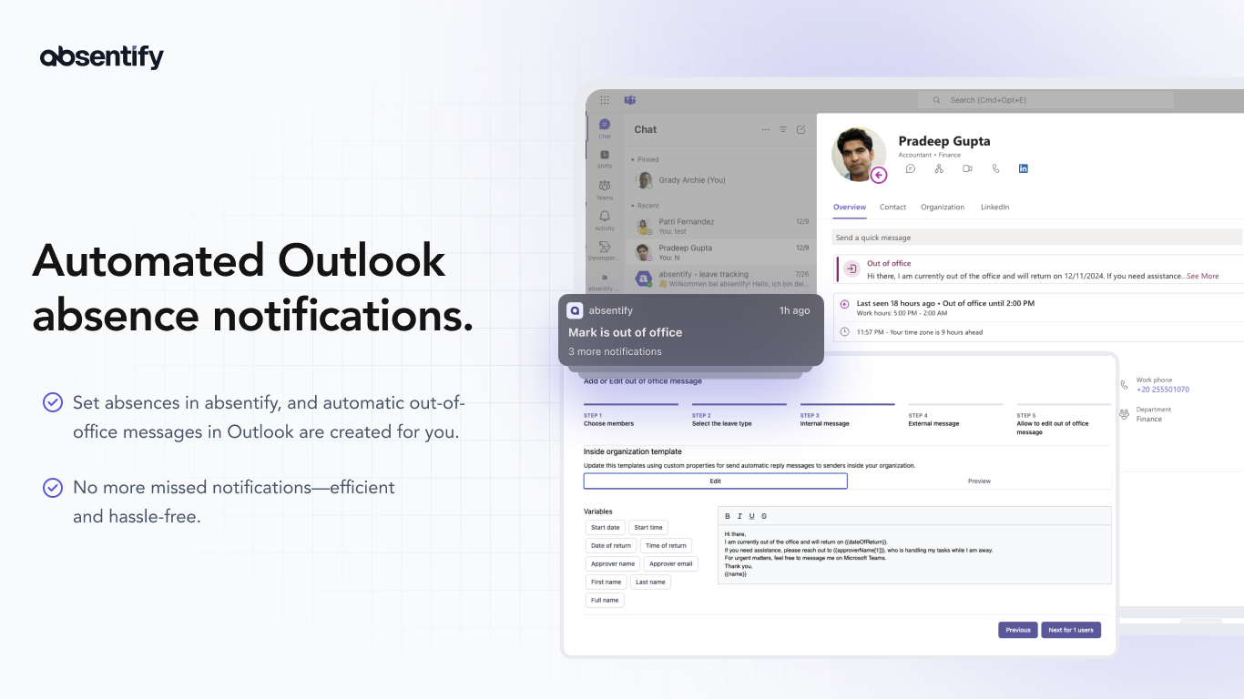 absentify Automated Outlook absence notifications.