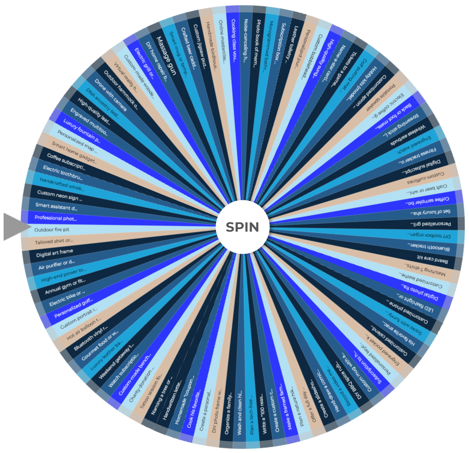 Random Wheel Spin Father's Day Gift Ideas Wheel