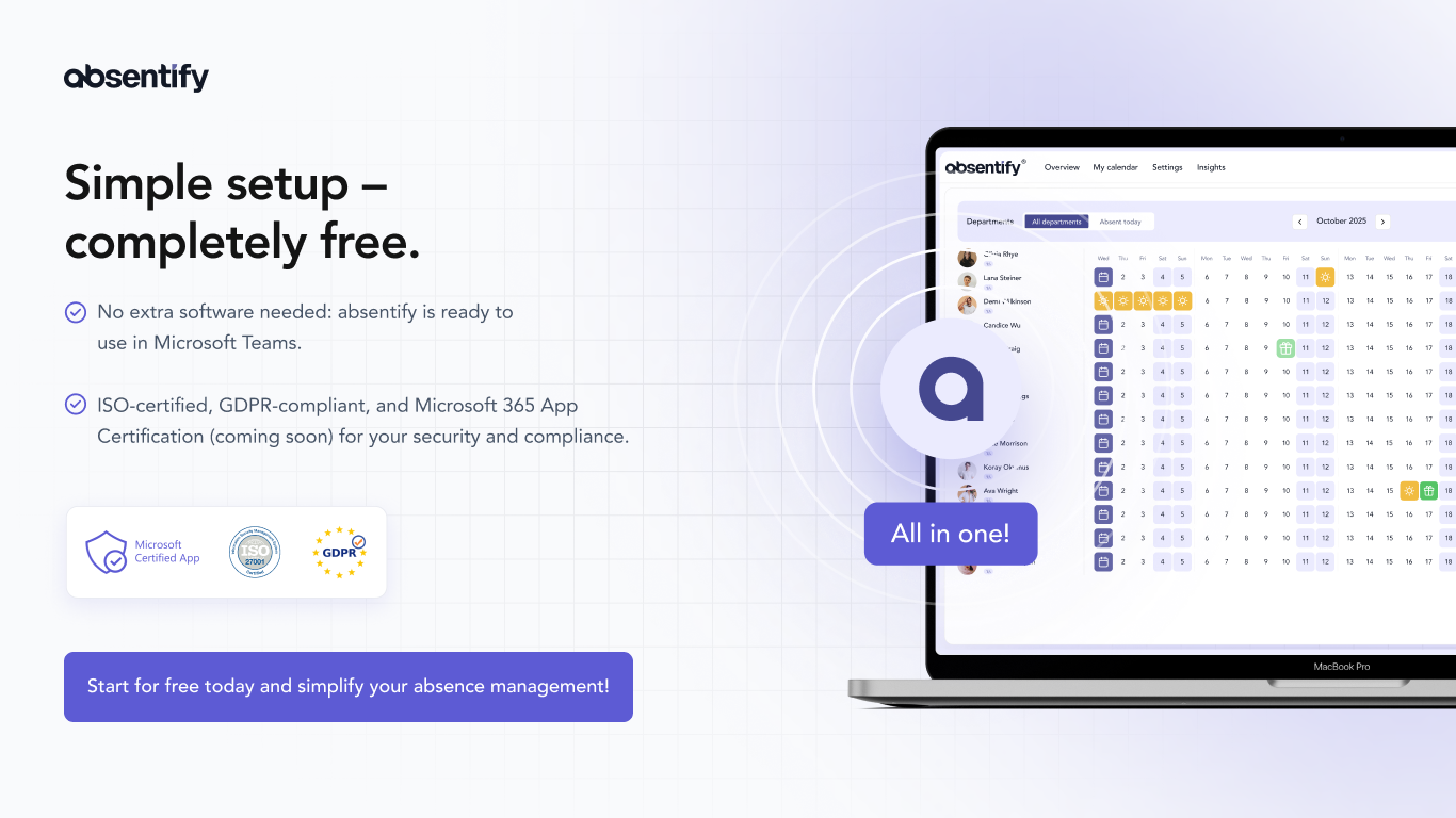 absentify Simple setup – completely free.