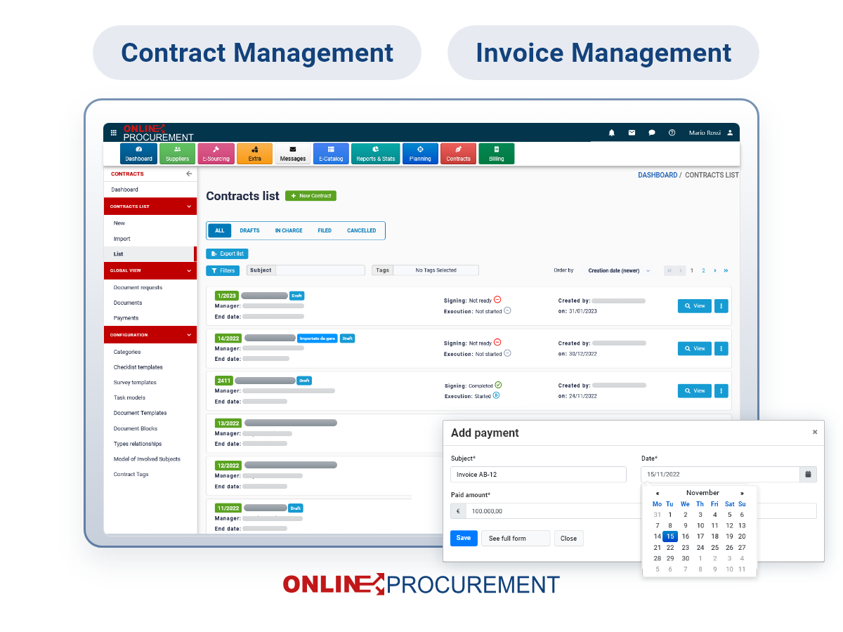 Online Procurement Contract Management