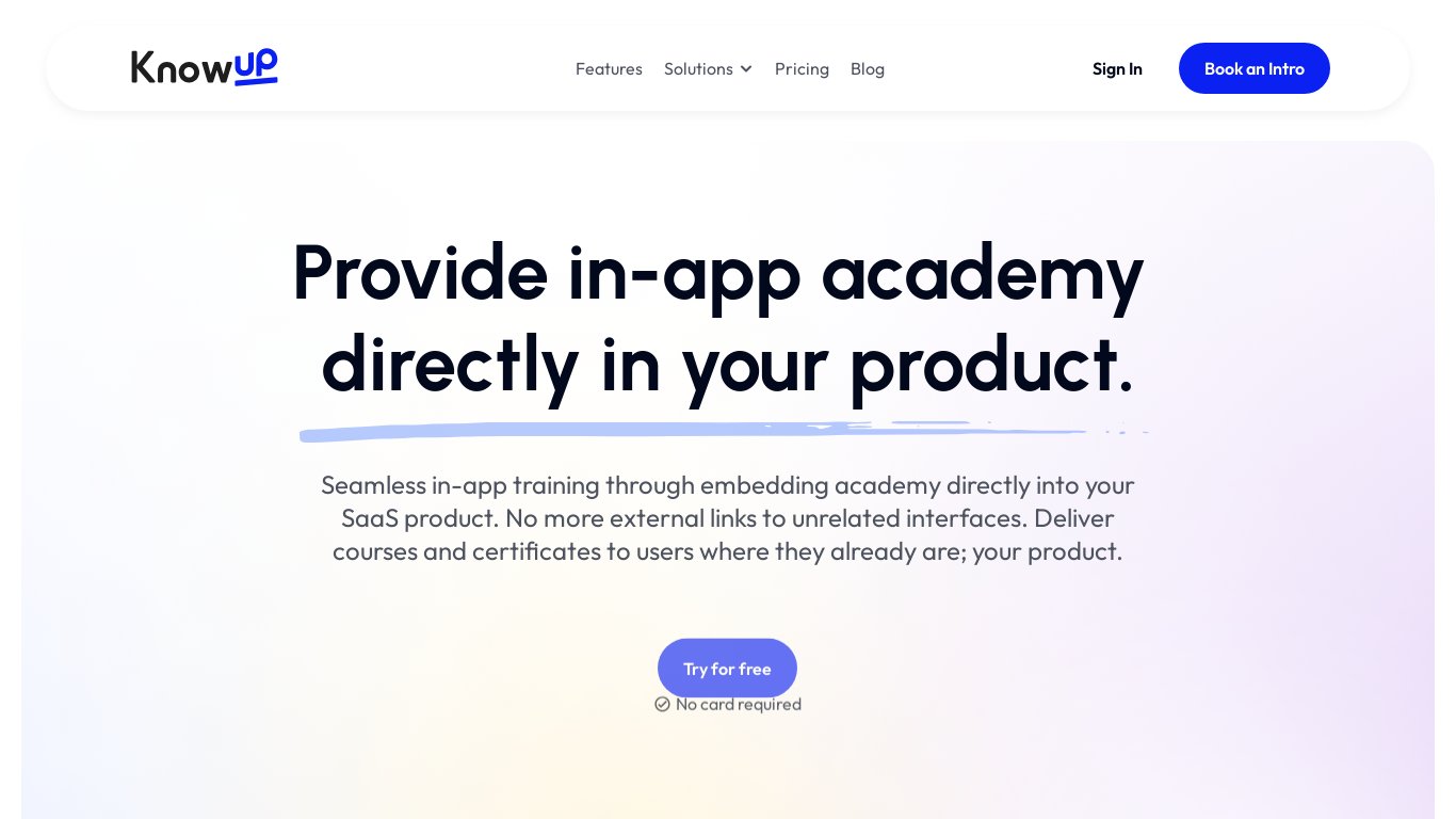 KnowUp Landing page