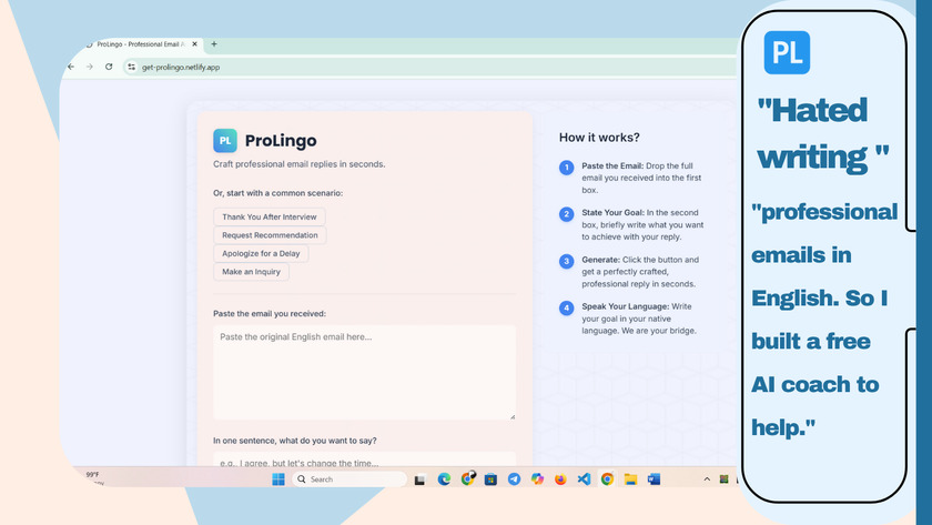 ProLingo From Frustration to Fluency: Your Personal AI Coach for Emails