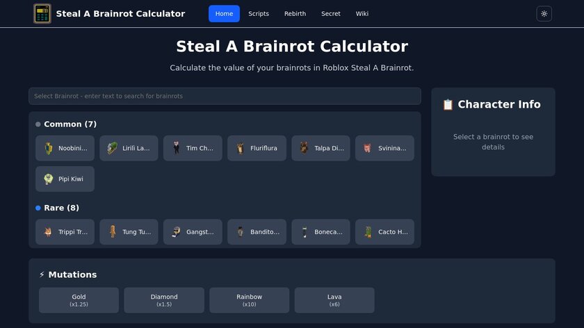 StealaBrainrot-Calculator.com Landing Page