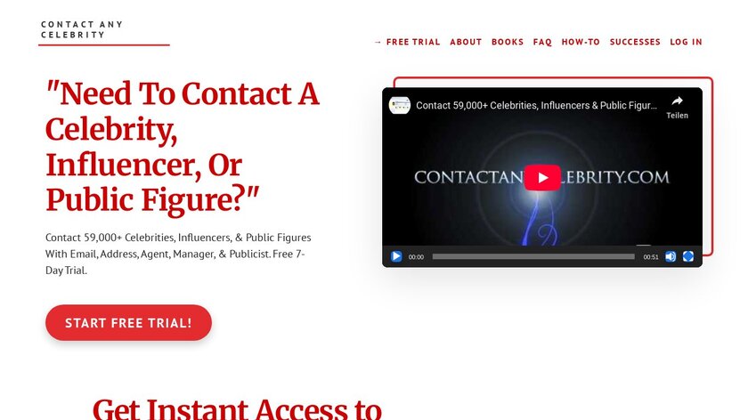 Contact Any Celebrity Landing Page