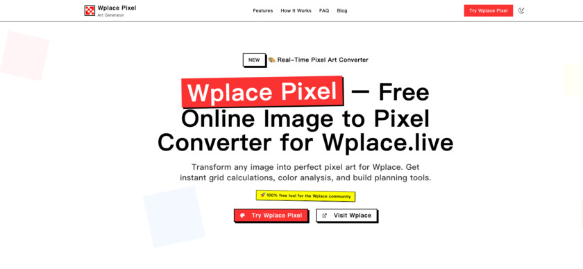 WPlacePixel.run Landing Page