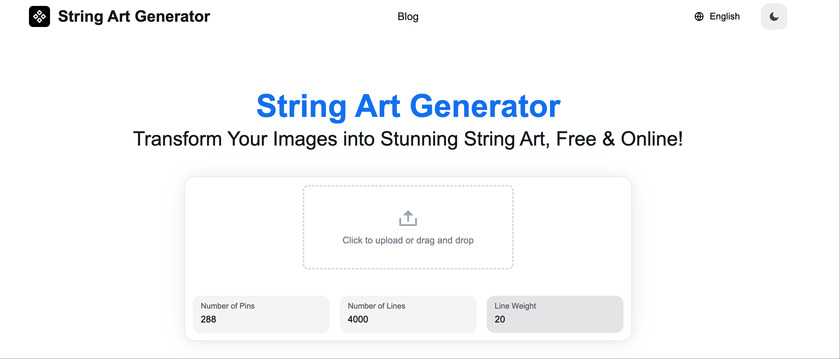 StringArtGenerator.cc Landing Page