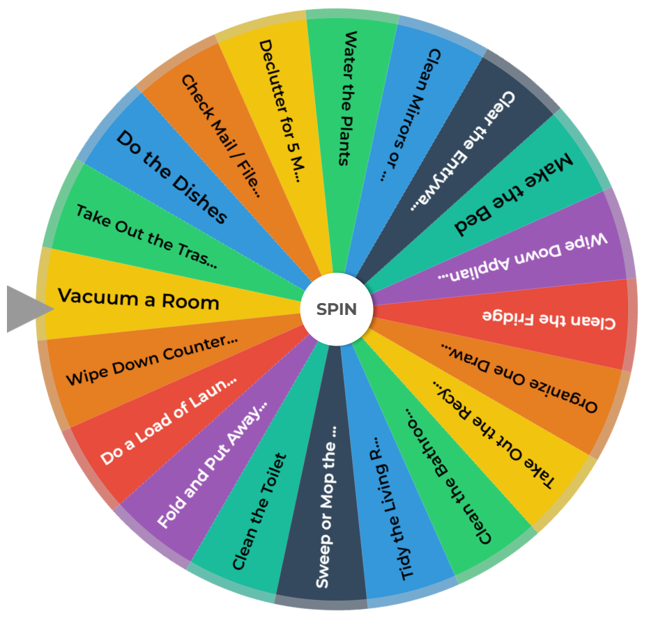 Random Wheel Spin Chores To Do List Wheel