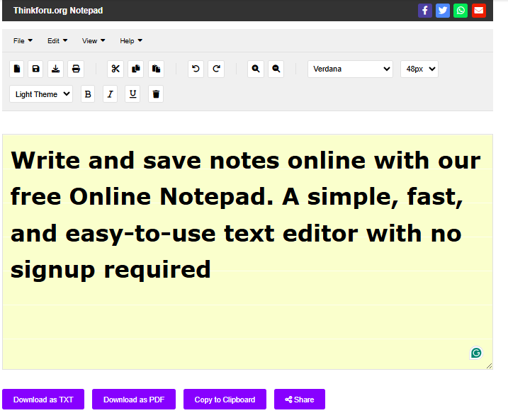 Thinkforu.org Online Notepad 