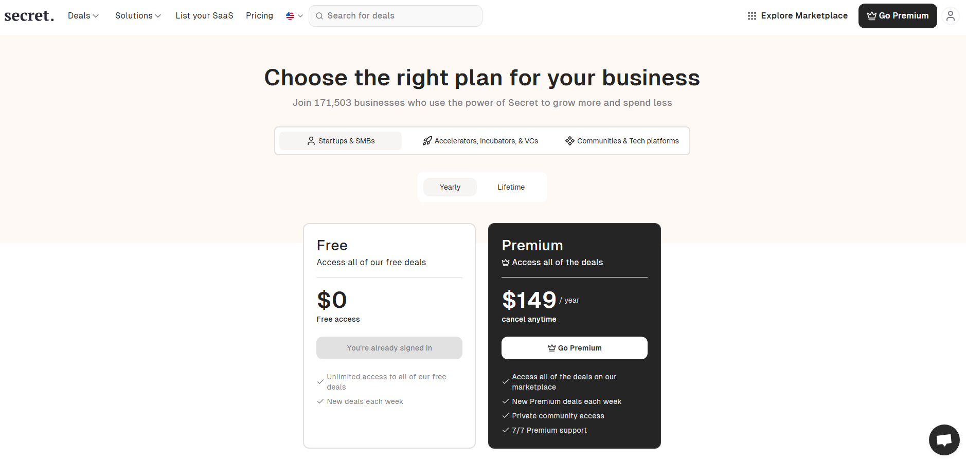 Join Secret Access hundreds of deals for FREE and even more with our Premium Subscription
