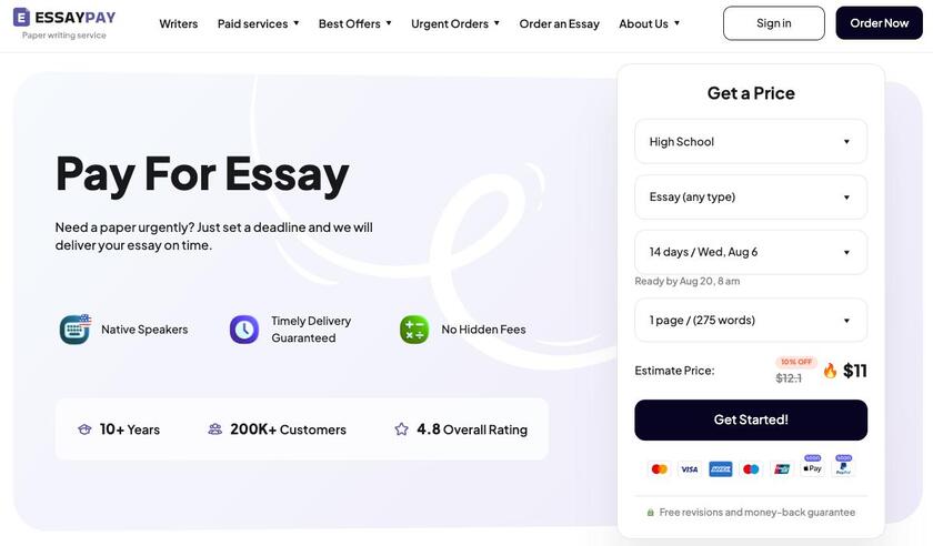 EssayPay Landing Page