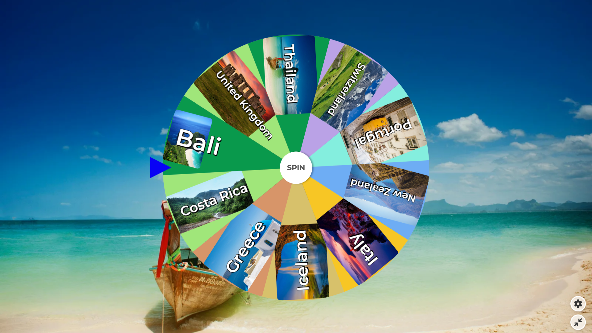 Random Wheel Spin Wellness Travel Destinations Wheel