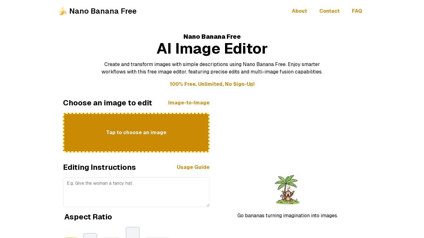 NanoBananaFree.org Landing page