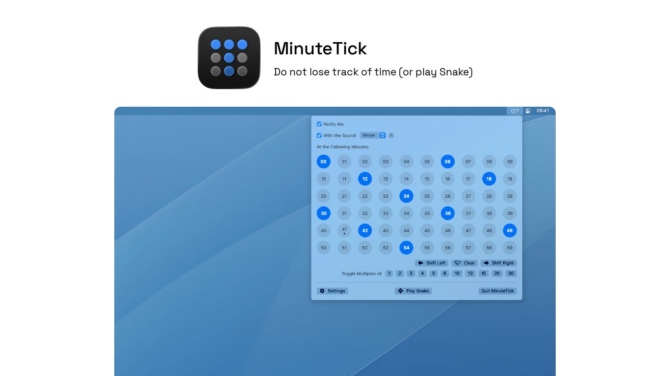MinuteTick Landing page