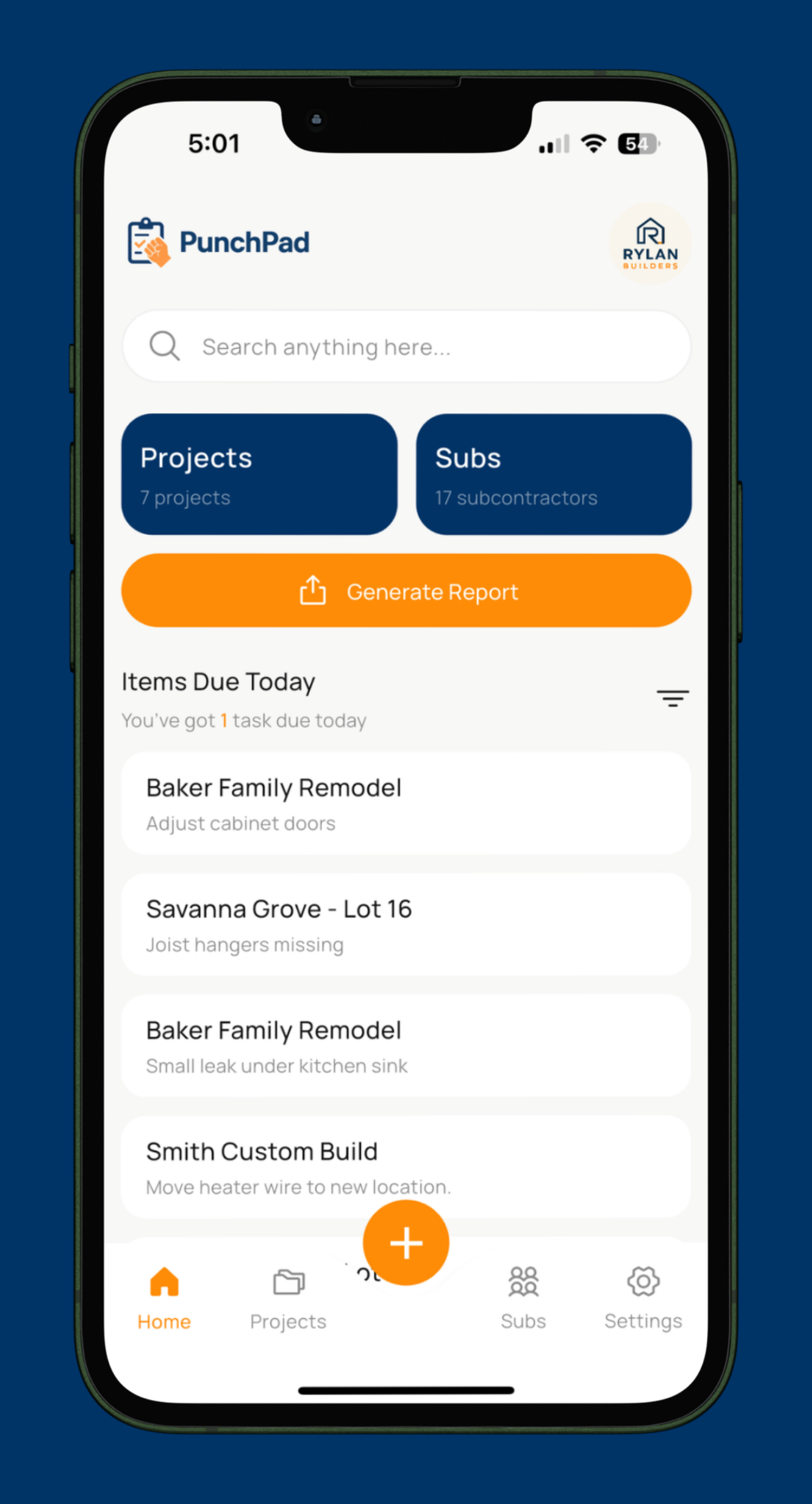 PunchPad.app PunchPad - Dashboard