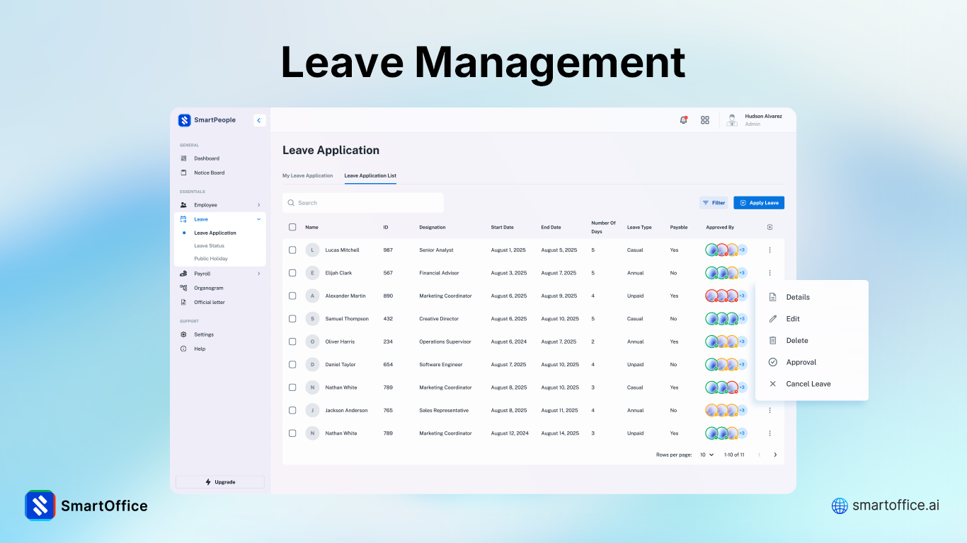 SmartOffice.ai Leave Management System