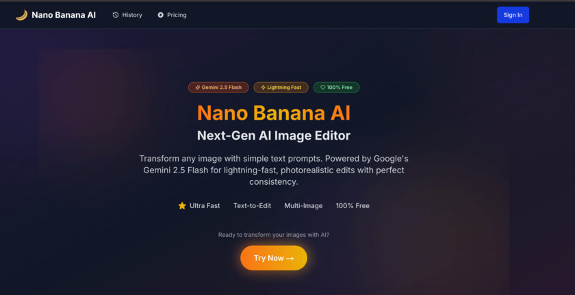 Nano Banana Image AI Landing Page