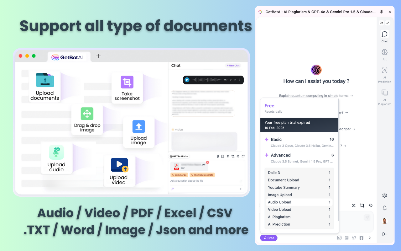 GetBotAI Supported Documents