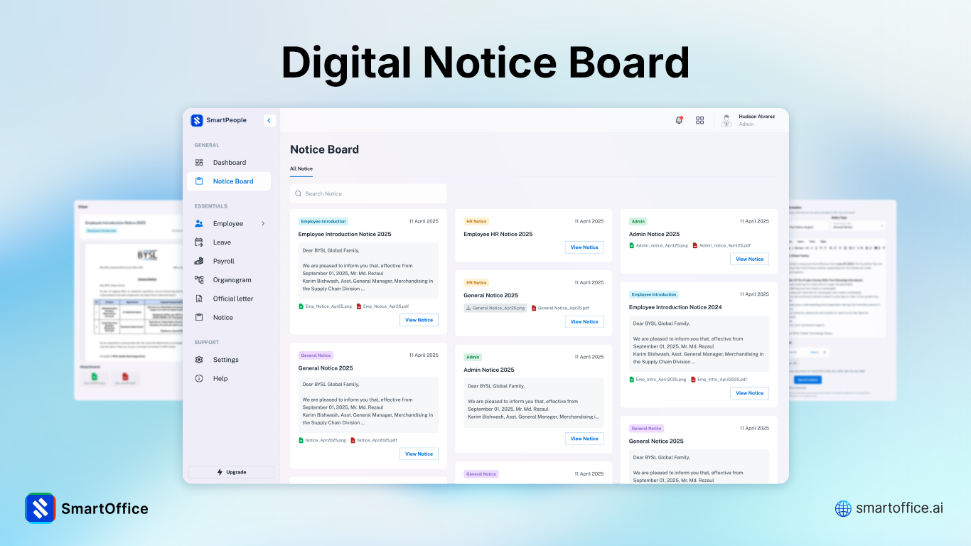 SmartOffice.ai Digital Notice Board