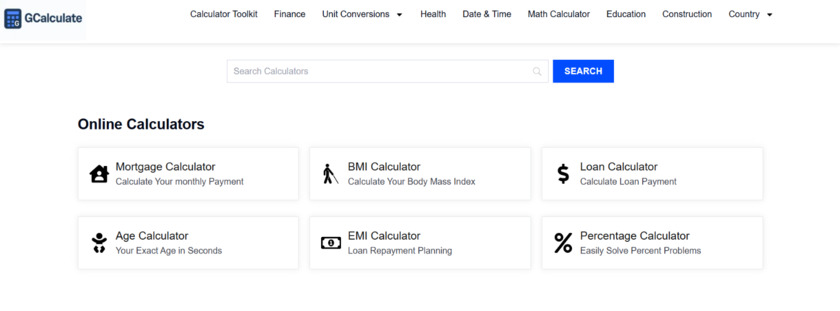 GCalculate.com Landing Page