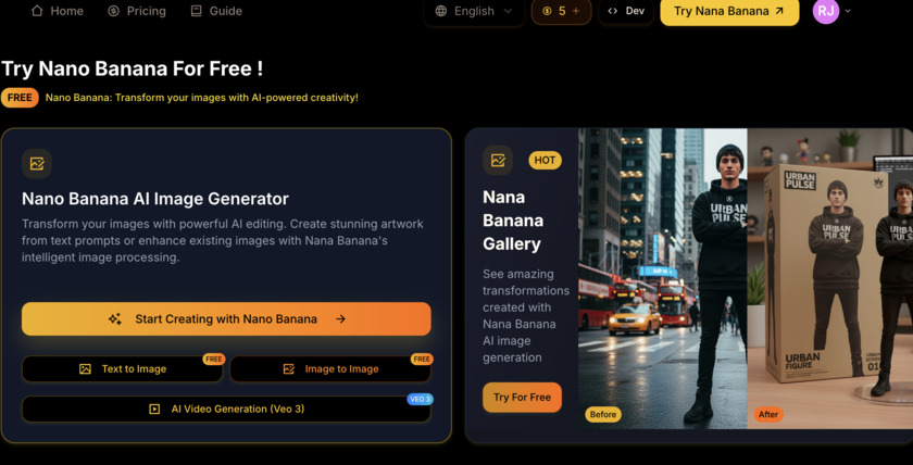 Nana Banana AI Landing Page