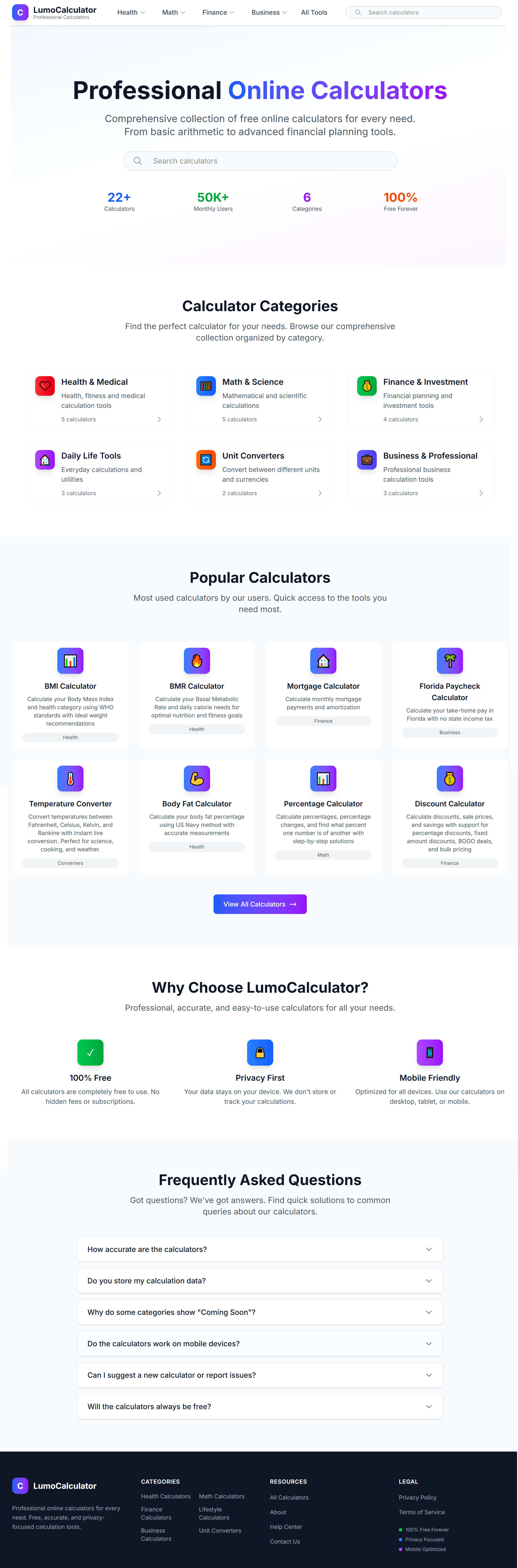 LumoCalculator LumoCalculator — Free Online Calculators