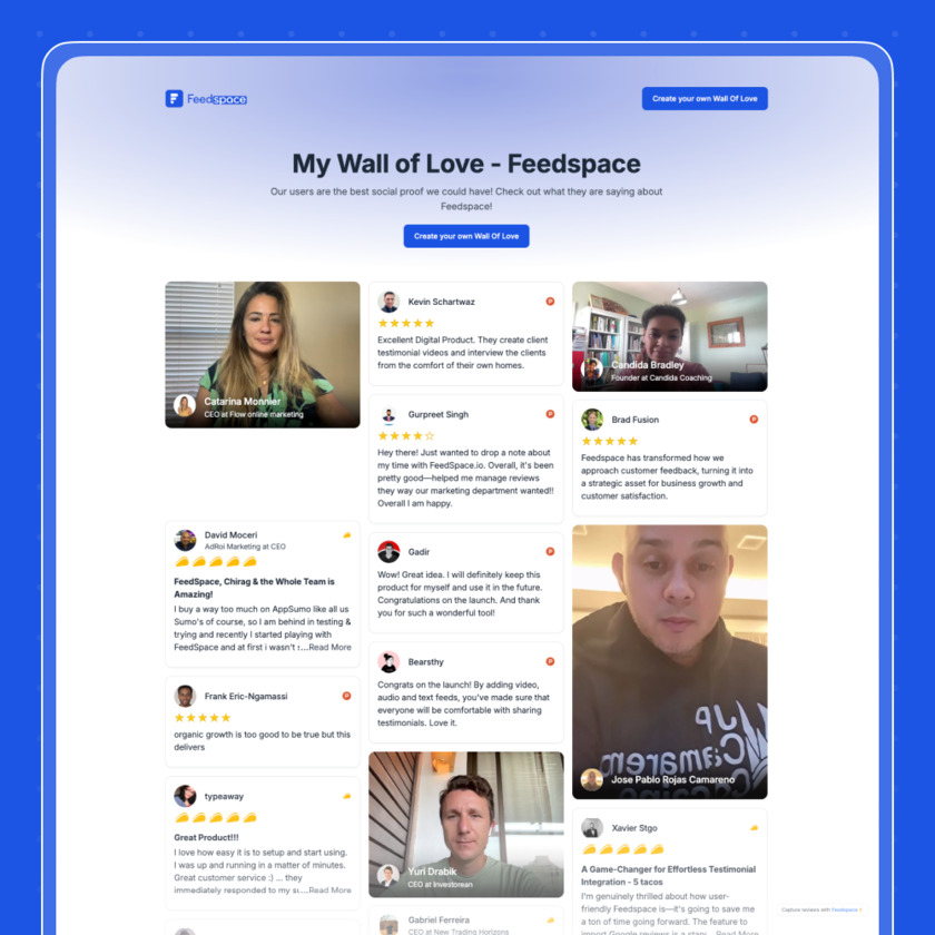Feedspace.io Landing Page