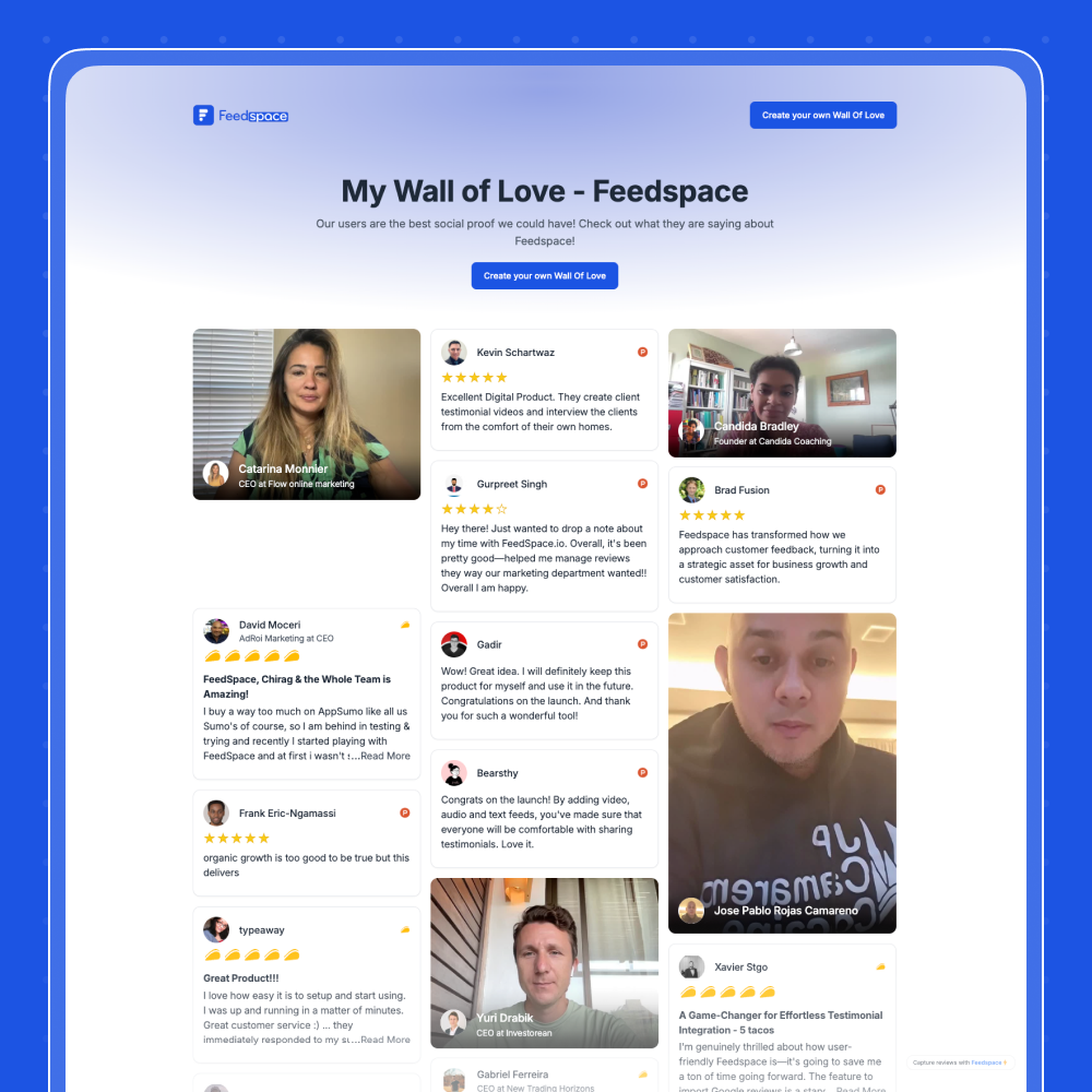Feedspace.io Feedspace Wall of love