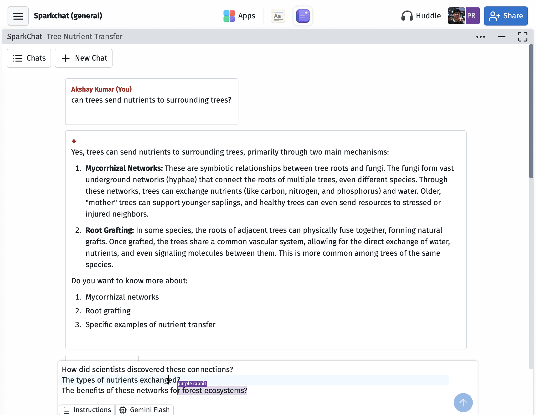 oorja A Generative AI chatbook. Of course it supports multiplayer. I often create spaces with chatbooks that can have different instructions/context for a project of workflow. Easy to share with a team as well.