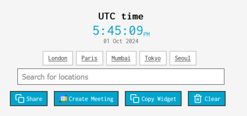 Current Time UTC Landing Page