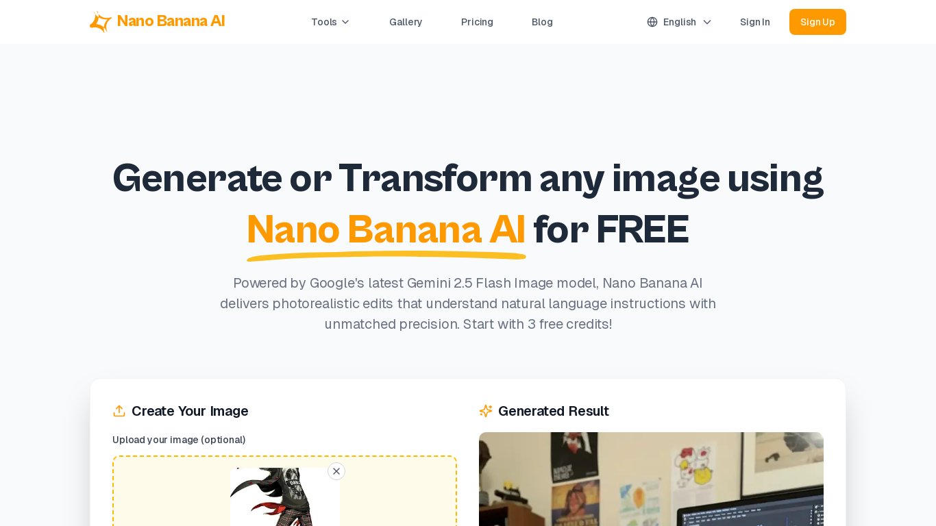 NanoBananaAI.tech Landing page