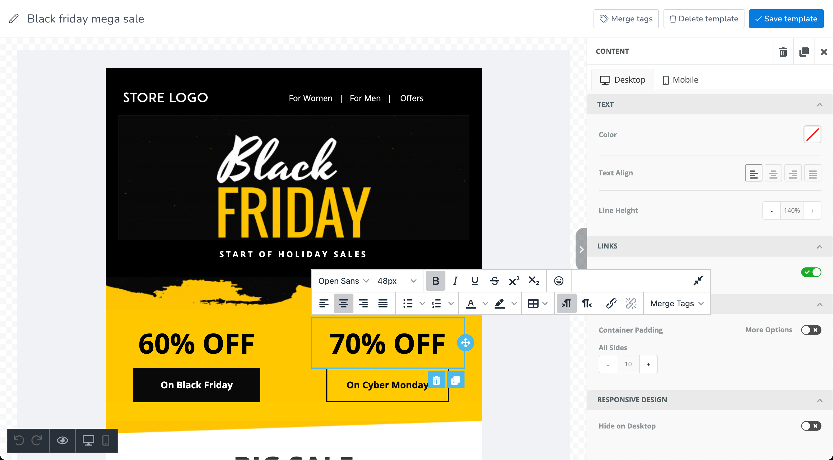 MailBluster MailBluster Drag & Drop editor
