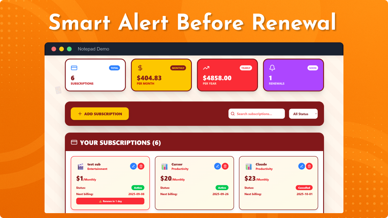 The Subscription Tracker subscription-tracker-dashboard