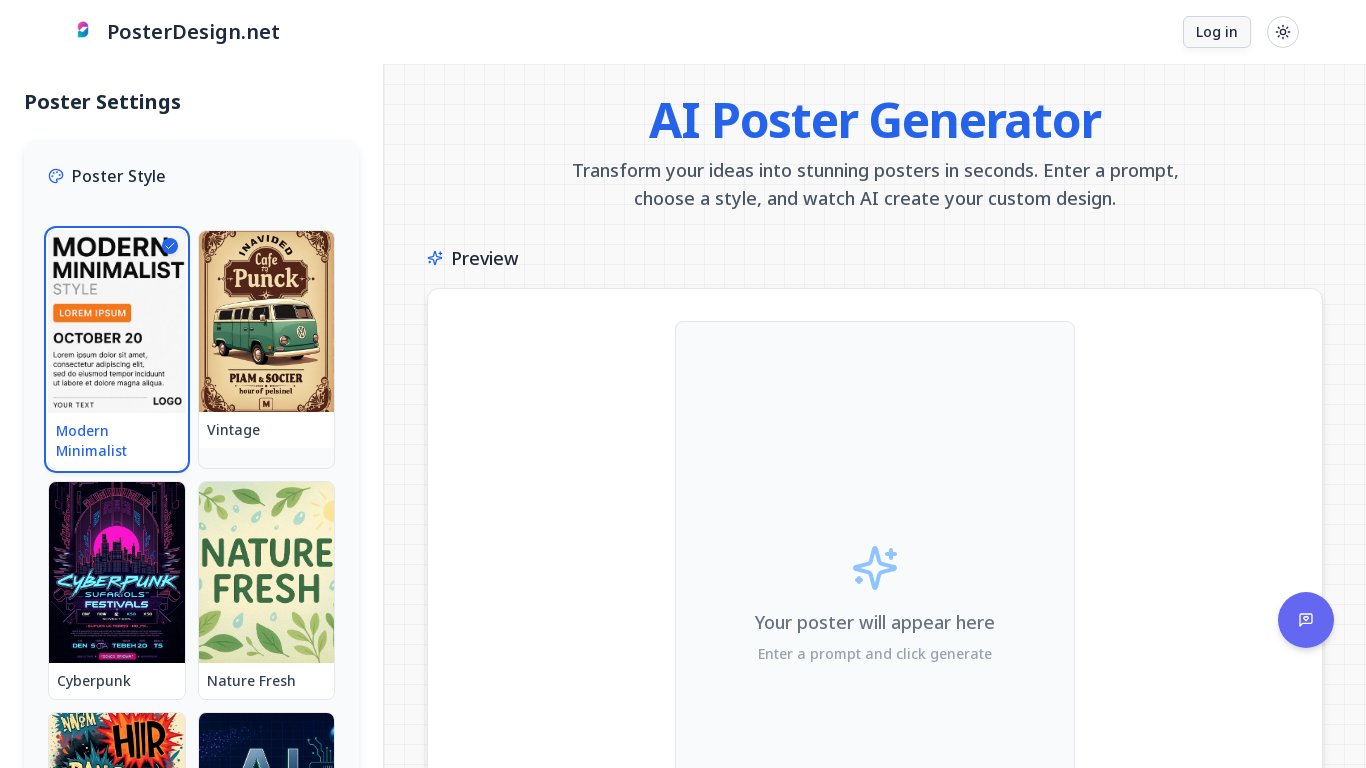 PosterDesign.net Landing page