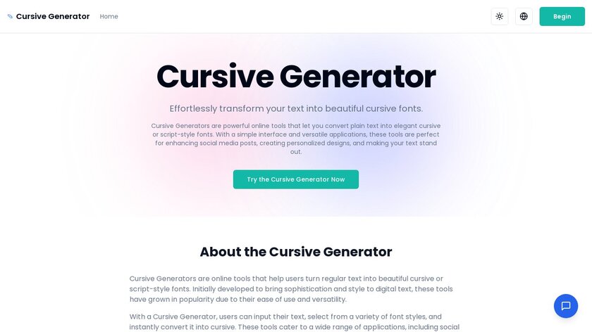 CursiveGenerator.org Landing Page