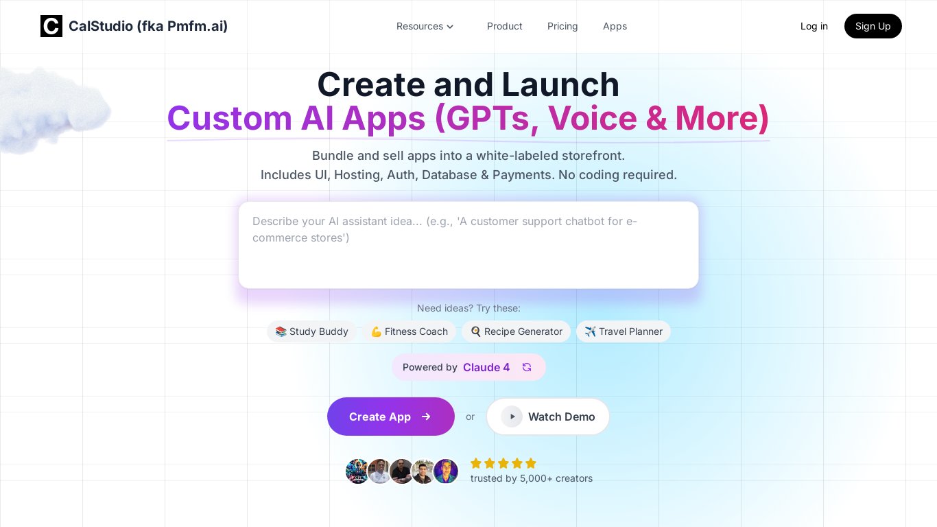 CalStudio Landing page