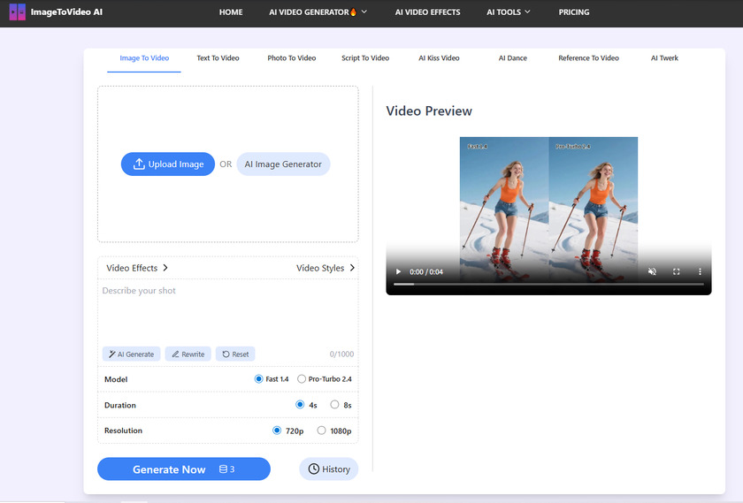 ImageToVideoAI.io Landing Page