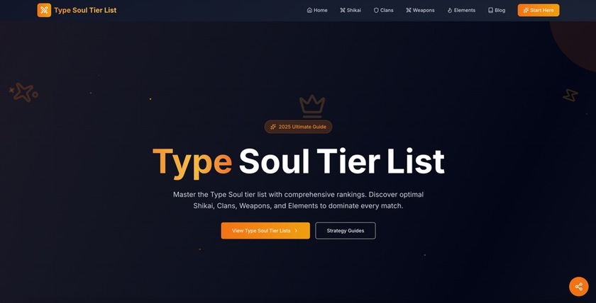 Type Soul Tier List Landing Page