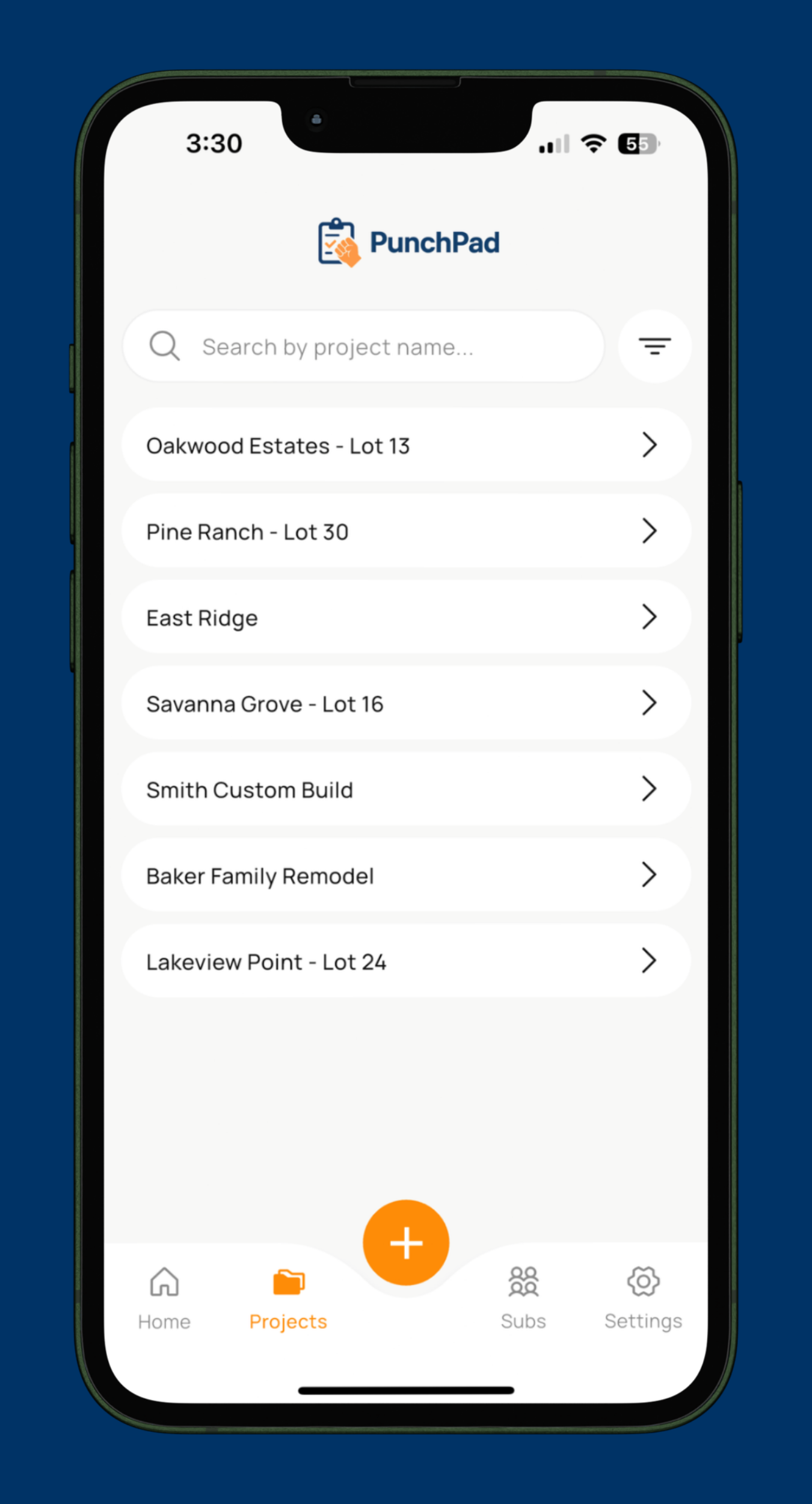 PunchPad.app PunchPad - Project List