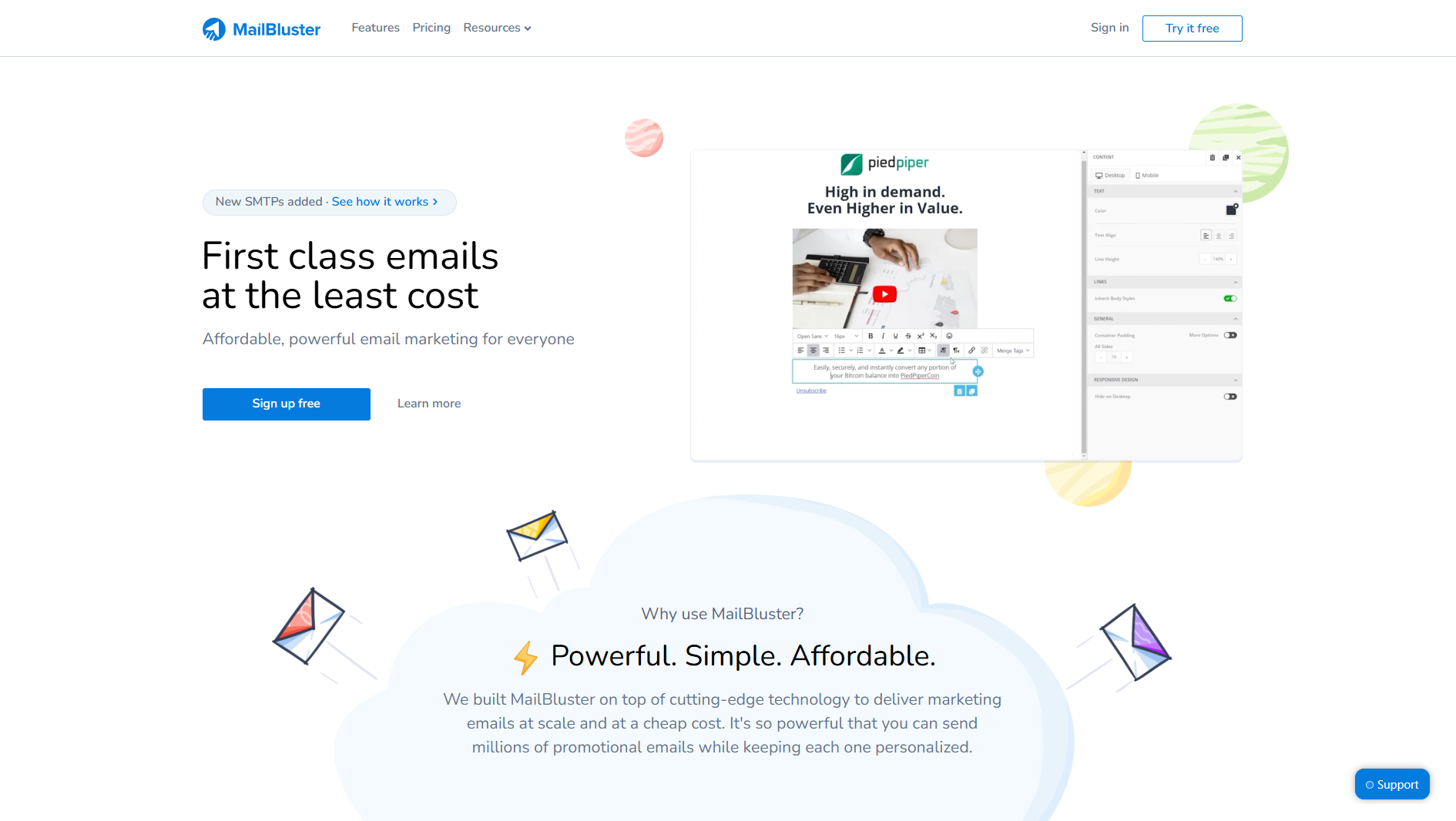 MailBluster MailBluster landing page