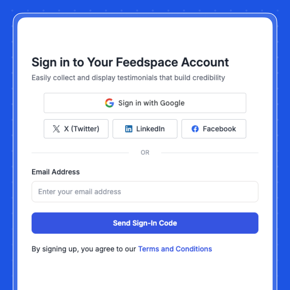 Feedspace.io Sign in Page Feedspace