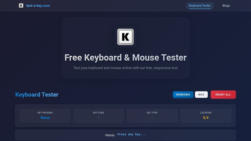 Test-a-key.com Landing Page