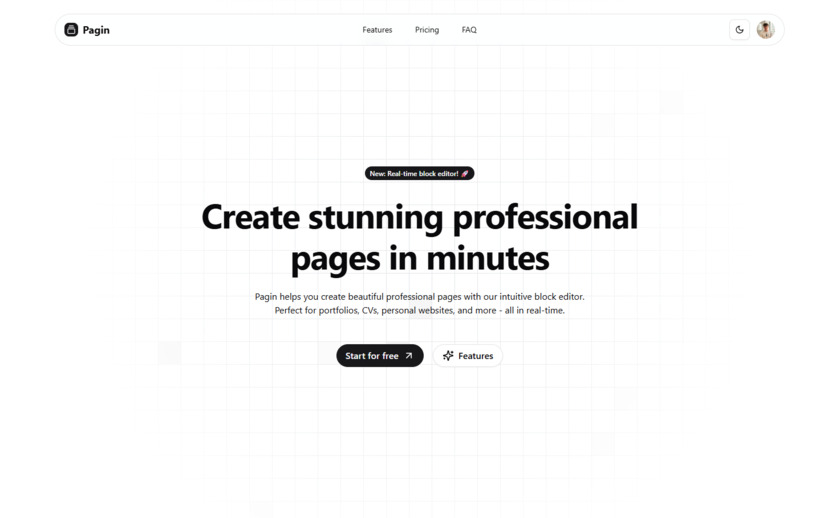 Pagin.space Landing Page