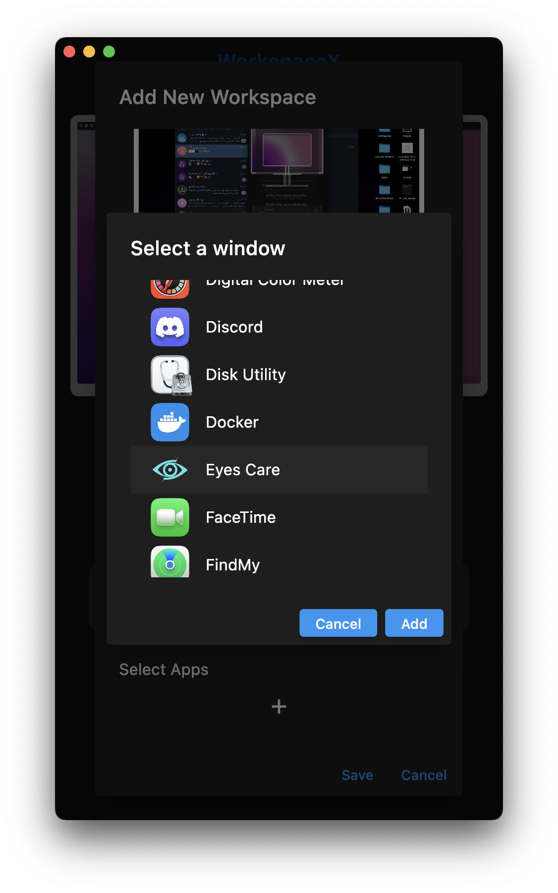 WorkspaceX add apps to workspace