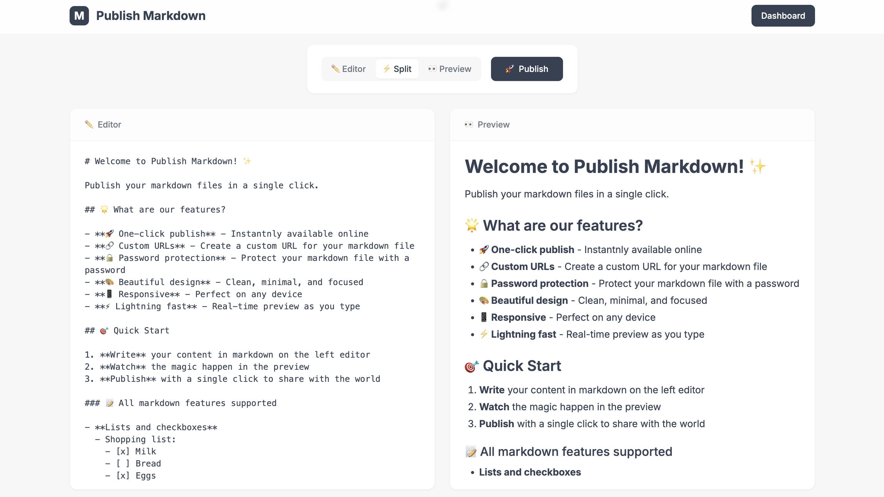 Publish Markdown Publish Markdown Playground