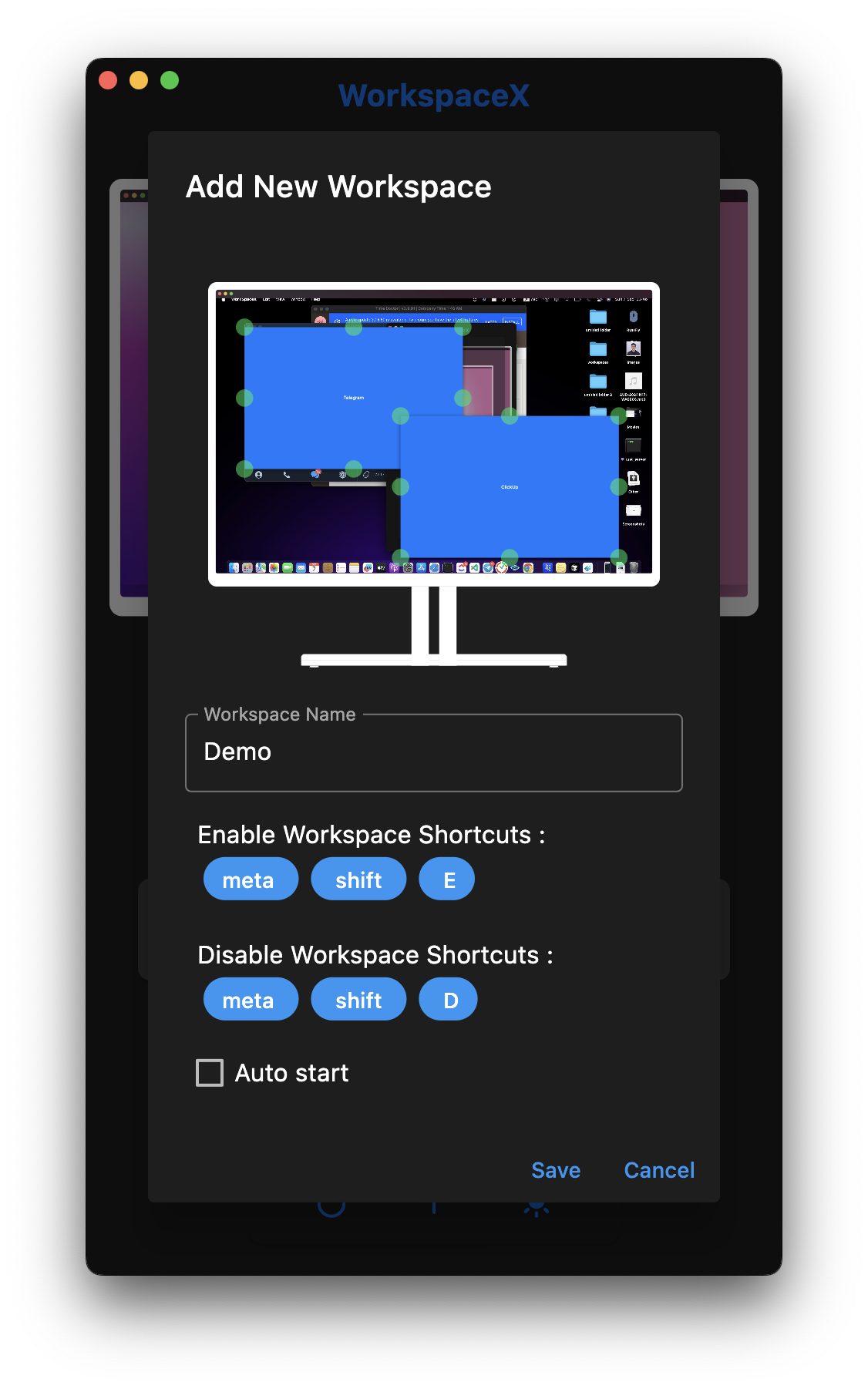 WorkspaceX Edit workspace