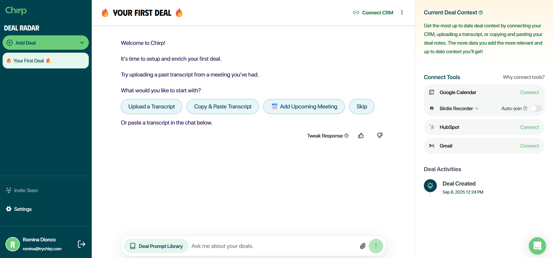 Try Chirp Your First Deal